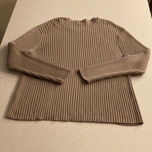 DKNY Ribbed Sweater  Women Size XXL Khaki Tan 100% Cotton Pullover